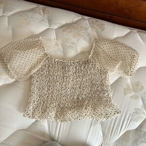 Le Lis Cream and Black Dotted Blouse